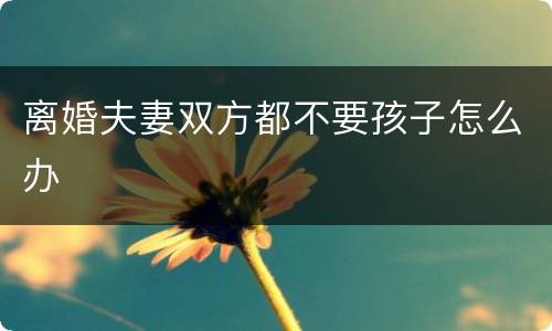 离婚夫妻双方都不要孩子怎么办