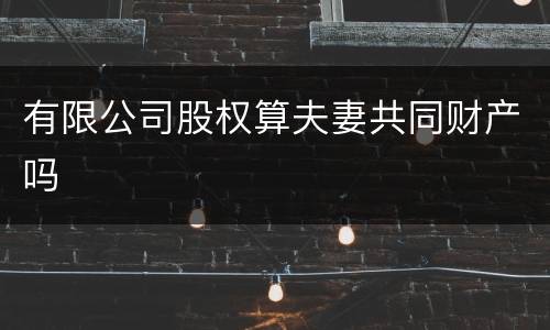 有限公司股权算夫妻共同财产吗