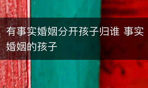 有事实婚姻分开孩子归谁 事实婚姻的孩子