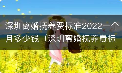 深圳离婚抚养费标准2022一个月多少钱（深圳离婚抚养费标准2022一个月多少钱啊）
