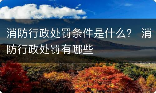消防行政处罚条件是什么？ 消防行政处罚有哪些