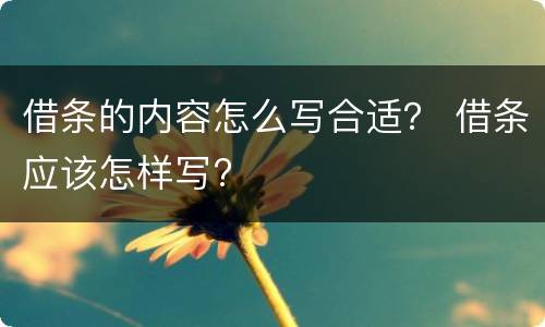 借条的内容怎么写合适？ 借条应该怎样写?