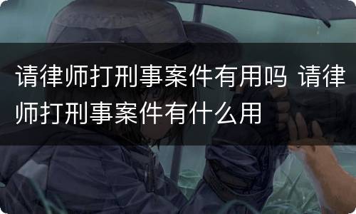 请律师打刑事案件有用吗 请律师打刑事案件有什么用
