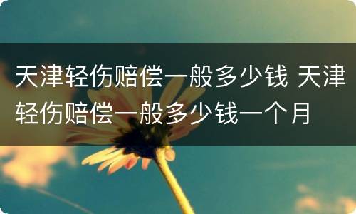 天津轻伤赔偿一般多少钱 天津轻伤赔偿一般多少钱一个月