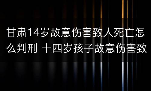 甘肃14岁故意伤害致人死亡怎么判刑 十四岁孩子故意伤害致人死亡