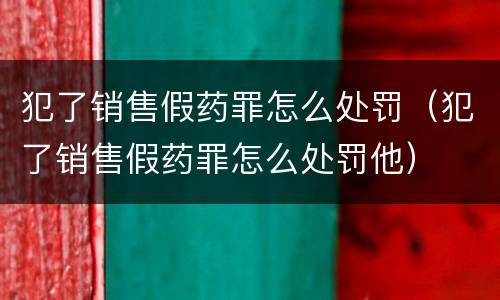 犯了销售假药罪怎么处罚（犯了销售假药罪怎么处罚他）