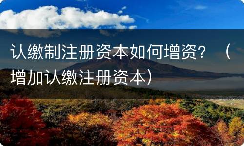 认缴制注册资本如何增资?(增加认缴注册资本)