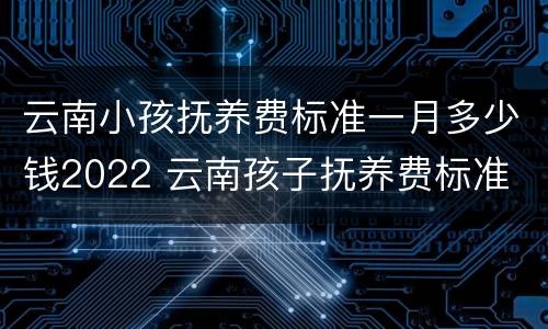 云南小孩抚养费标准一月多少钱2022 云南孩子抚养费标准