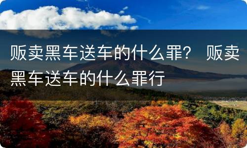 贩卖黑车送车的什么罪？ 贩卖黑车送车的什么罪行