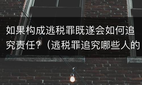 如果构成逃税罪既遂会如何追究责任?（逃税罪追究哪些人的责任）