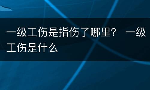 一级工伤是指伤了哪里？ 一级工伤是什么