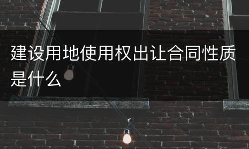 建设用地使用权出让合同性质是什么