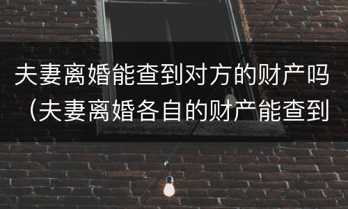 夫妻离婚能查到对方的财产吗（夫妻离婚各自的财产能查到吗）