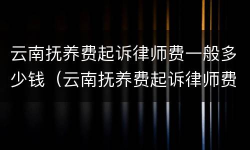 云南抚养费起诉律师费一般多少钱（云南抚养费起诉律师费一般多少钱啊）
