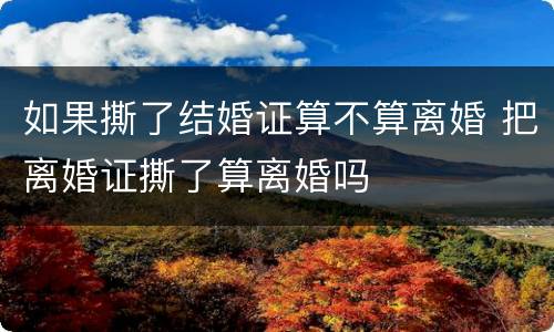 如果撕了结婚证算不算离婚 把离婚证撕了算离婚吗