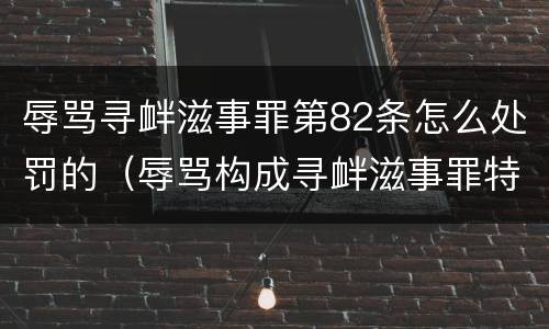 辱骂寻衅滋事罪第82条怎么处罚的（辱骂构成寻衅滋事罪特征）