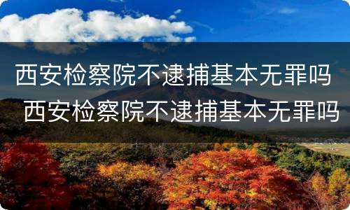 西安检察院不逮捕基本无罪吗 西安检察院不逮捕基本无罪吗怎么办