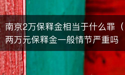 南京2万保释金相当于什么罪（两万元保释金一般情节严重吗）