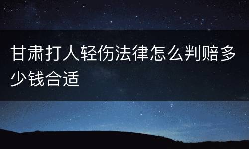 甘肃打人轻伤法律怎么判赔多少钱合适