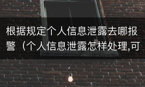 根据规定个人信息泄露去哪报警（个人信息泄露怎样处理,可以报警吗?）