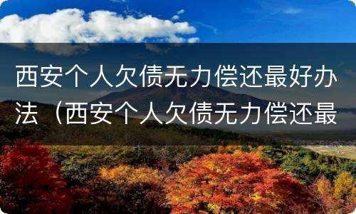西安个人欠债无力偿还最好办法（西安个人欠债无力偿还最好办法是什么）