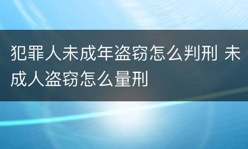 犯罪人未成年盗窃怎么判刑 未成人盗窃怎么量刑
