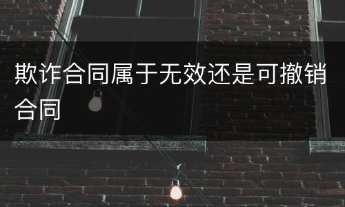 欺诈合同属于无效还是可撤销合同