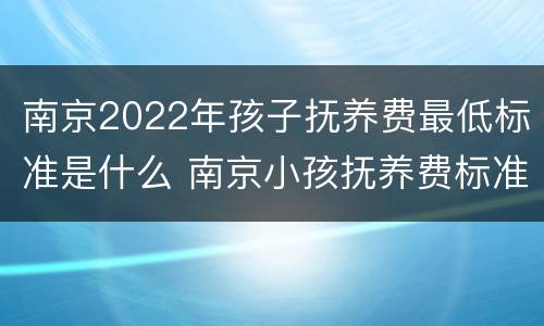 南京2022年孩子抚养费最低标准是什么 南京小孩抚养费标准一月多少钱