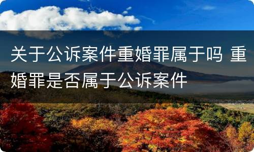 关于公诉案件重婚罪属于吗 重婚罪是否属于公诉案件