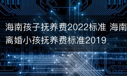 海南孩子抚养费2022标准 海南离婚小孩抚养费标准2019