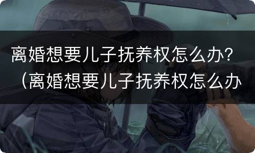 离婚想要儿子抚养权怎么办？（离婚想要儿子抚养权怎么办手续）