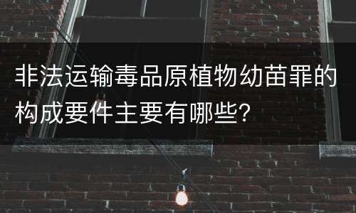 非法运输毒品原植物幼苗罪的构成要件主要有哪些？