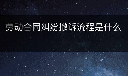 劳动合同纠纷撤诉流程是什么