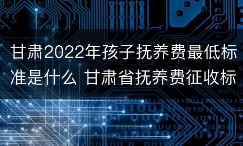 甘肃2022年孩子抚养费最低标准是什么 甘肃省抚养费征收标准