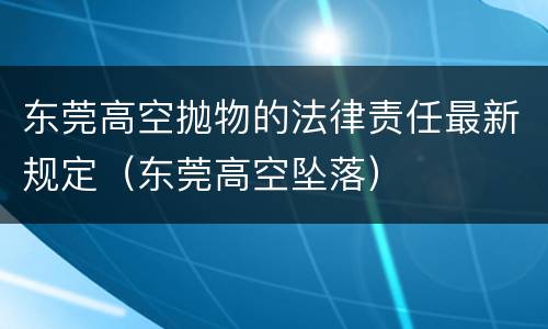 东莞高空抛物的法律责任最新规定（东莞高空坠落）