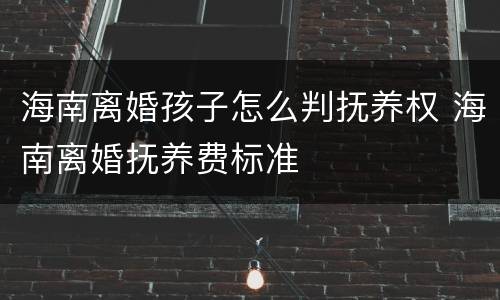 海南离婚孩子怎么判抚养权 海南离婚抚养费标准