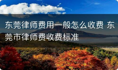 东莞律师费用一般怎么收费 东莞市律师费收费标准