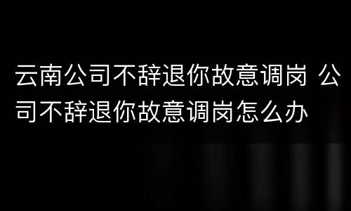 云南公司不辞退你故意调岗 公司不辞退你故意调岗怎么办
