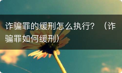 诈骗罪的缓刑怎么执行？（诈骗罪如何缓刑）