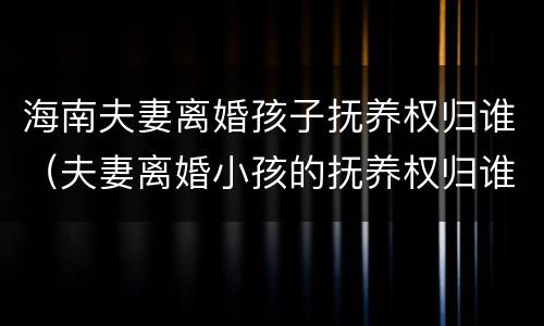 海南夫妻离婚孩子抚养权归谁（夫妻离婚小孩的抚养权归谁）