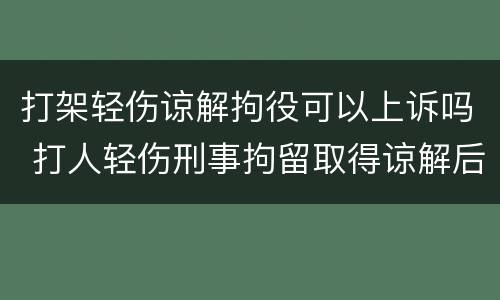 打架轻伤谅解拘役可以上诉吗 打人轻伤刑事拘留取得谅解后可消除案底吗