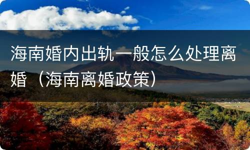 海南婚内出轨一般怎么处理离婚（海南离婚政策）