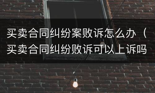 买卖合同纠纷案败诉怎么办（买卖合同纠纷败诉可以上诉吗）