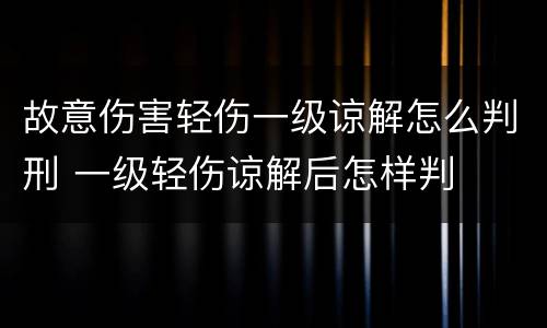故意伤害轻伤一级谅解怎么判刑 一级轻伤谅解后怎样判