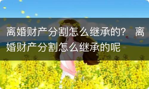 离婚财产分割怎么继承的？ 离婚财产分割怎么继承的呢