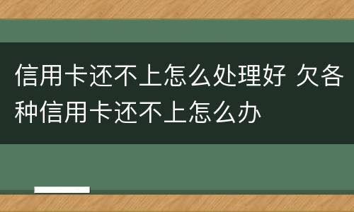 信用卡还不上怎么处理好 欠各种信用卡还不上怎么办