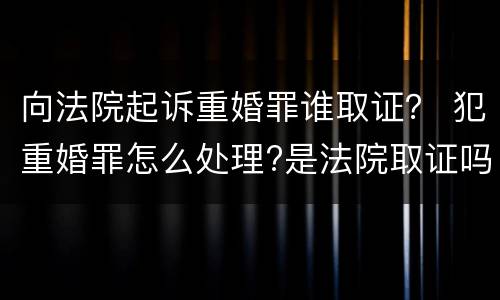 向法院起诉重婚罪谁取证？ 犯重婚罪怎么处理?是法院取证吗?