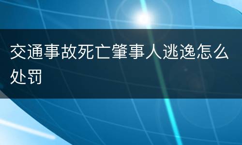 交通事故死亡肇事人逃逸怎么处罚