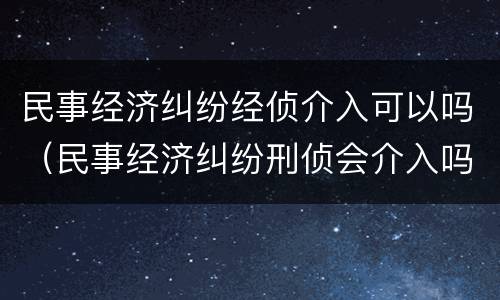 民事经济纠纷经侦介入可以吗（民事经济纠纷刑侦会介入吗）