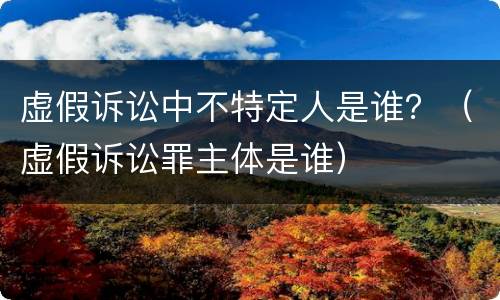 虚假诉讼中不特定人是谁？（虚假诉讼罪主体是谁）
